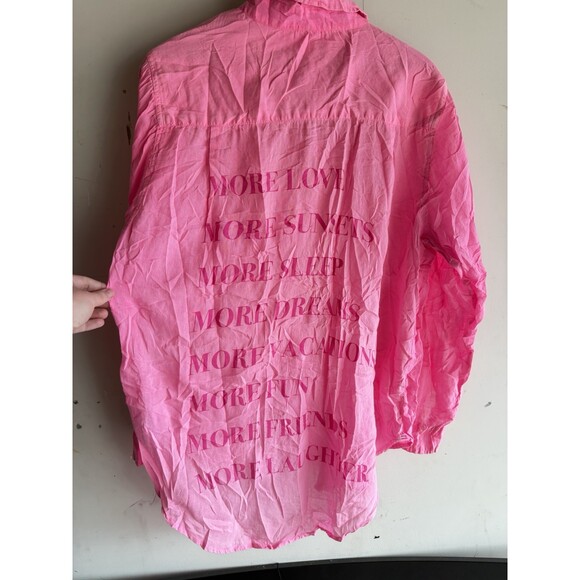 Sundry Tops - Sundry Destinations Oversized Shirt Candy Pink Back Graphic Womens Size 2 Cotton